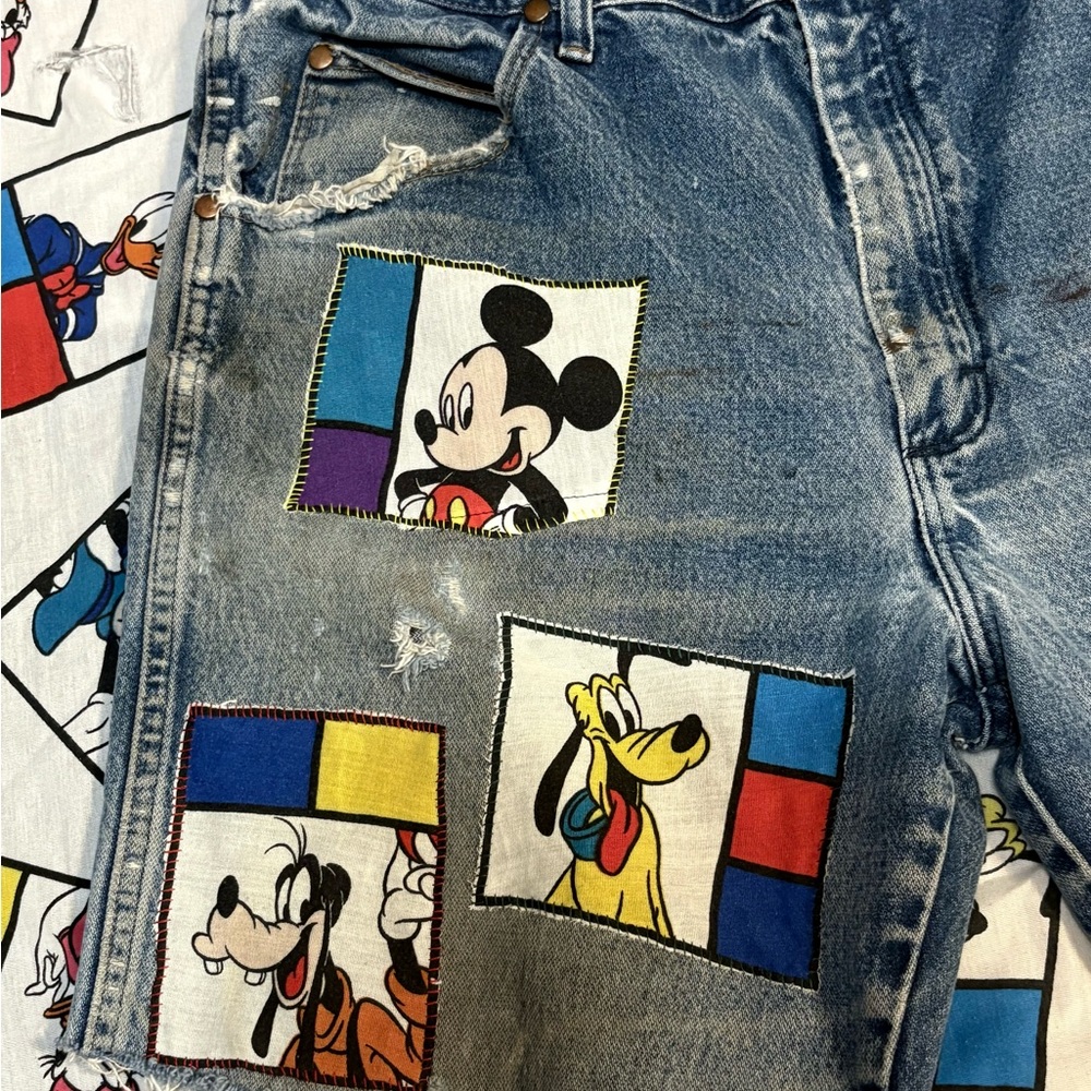 1/1 Custom Patchwork Mickey Jorts - image 3